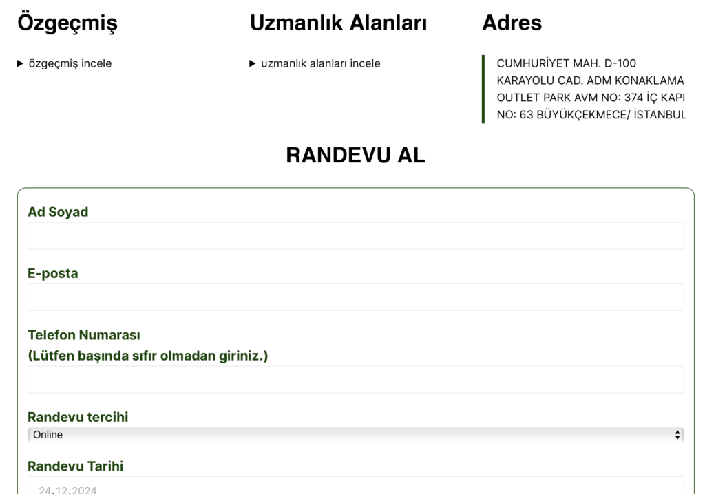 Uzmanlar ve psikologlar için web hizmeti